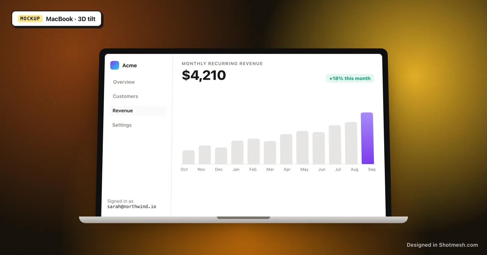 Screenshot displayed inside a MacBook mockup frame on a gradient background in Shotmesh