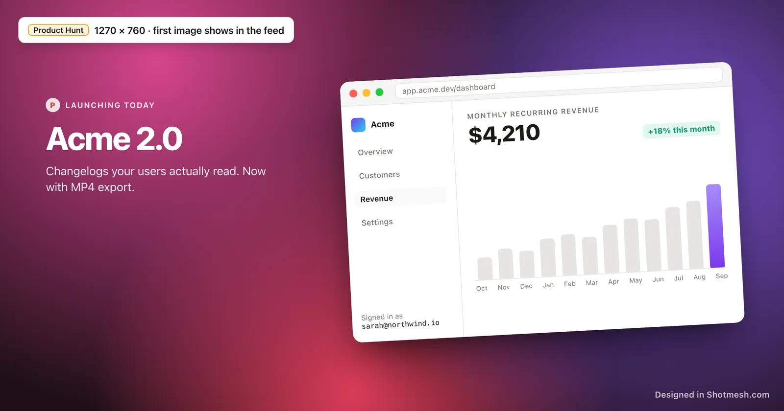 App screenshot framed and sized for a Product Hunt gallery